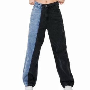 Nasty Gal - High Rise Wide Leg Bi-Color Jeans